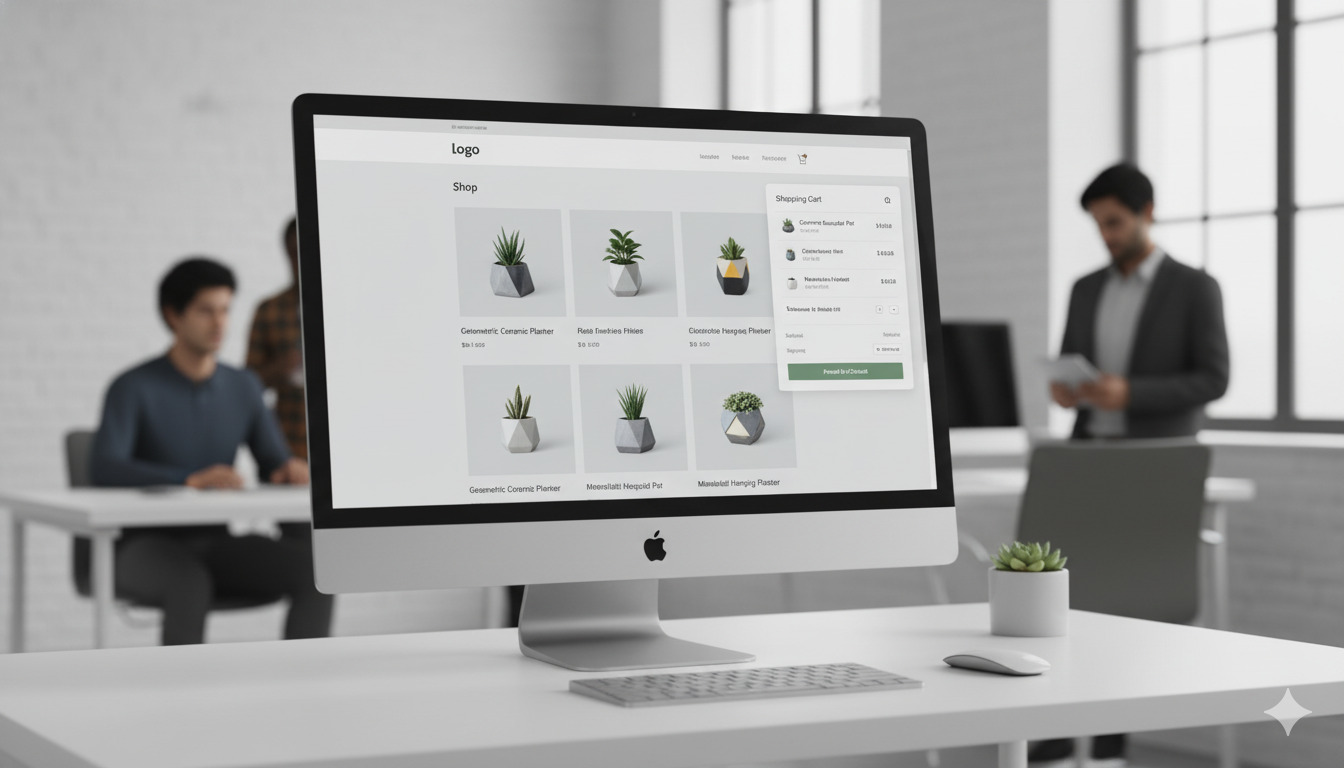 E-commerce shop template with product gallery and cart